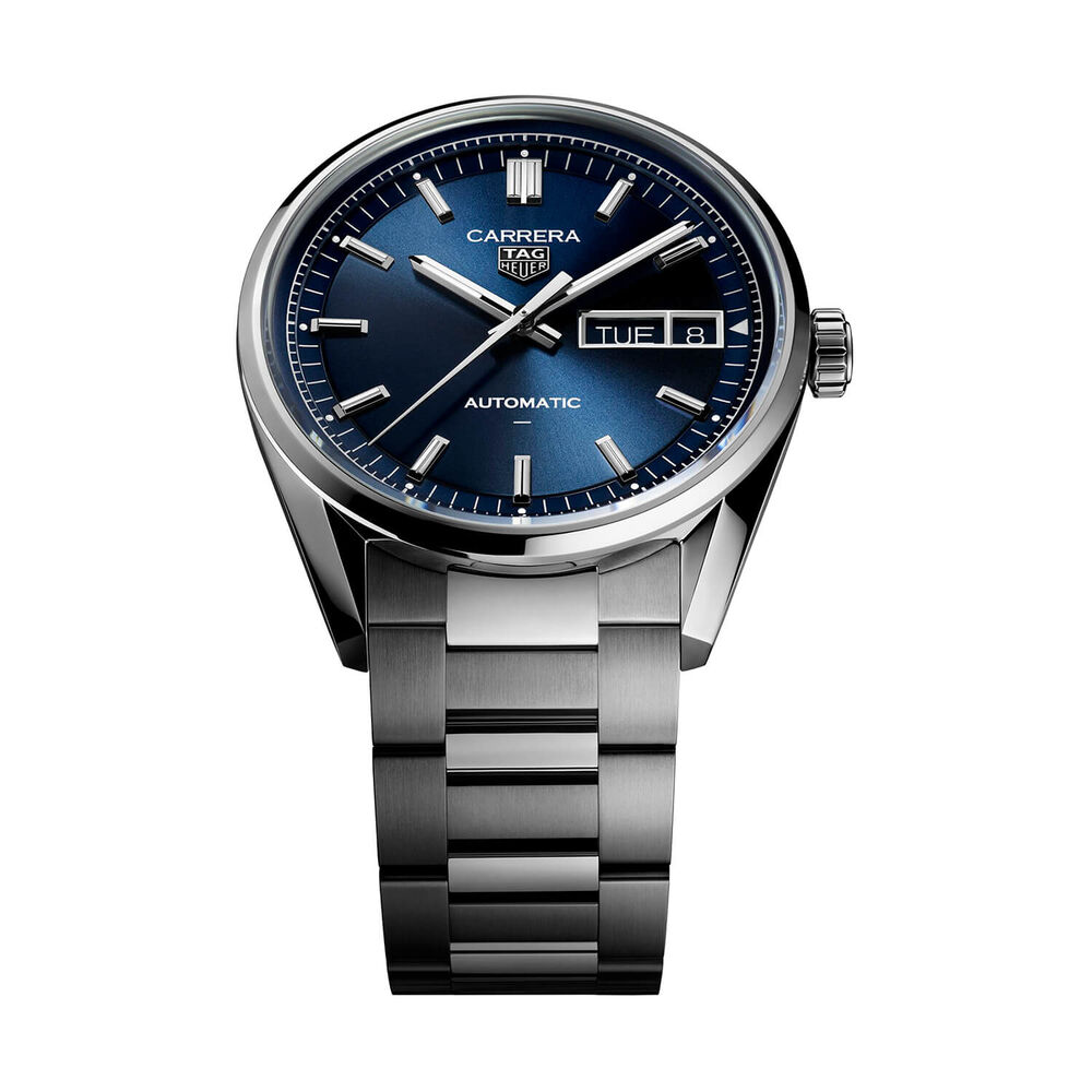 TAG Heuer Carrera Day-Date 41mm Blue Dial Stainless Steel Bracelet Watch image number 2