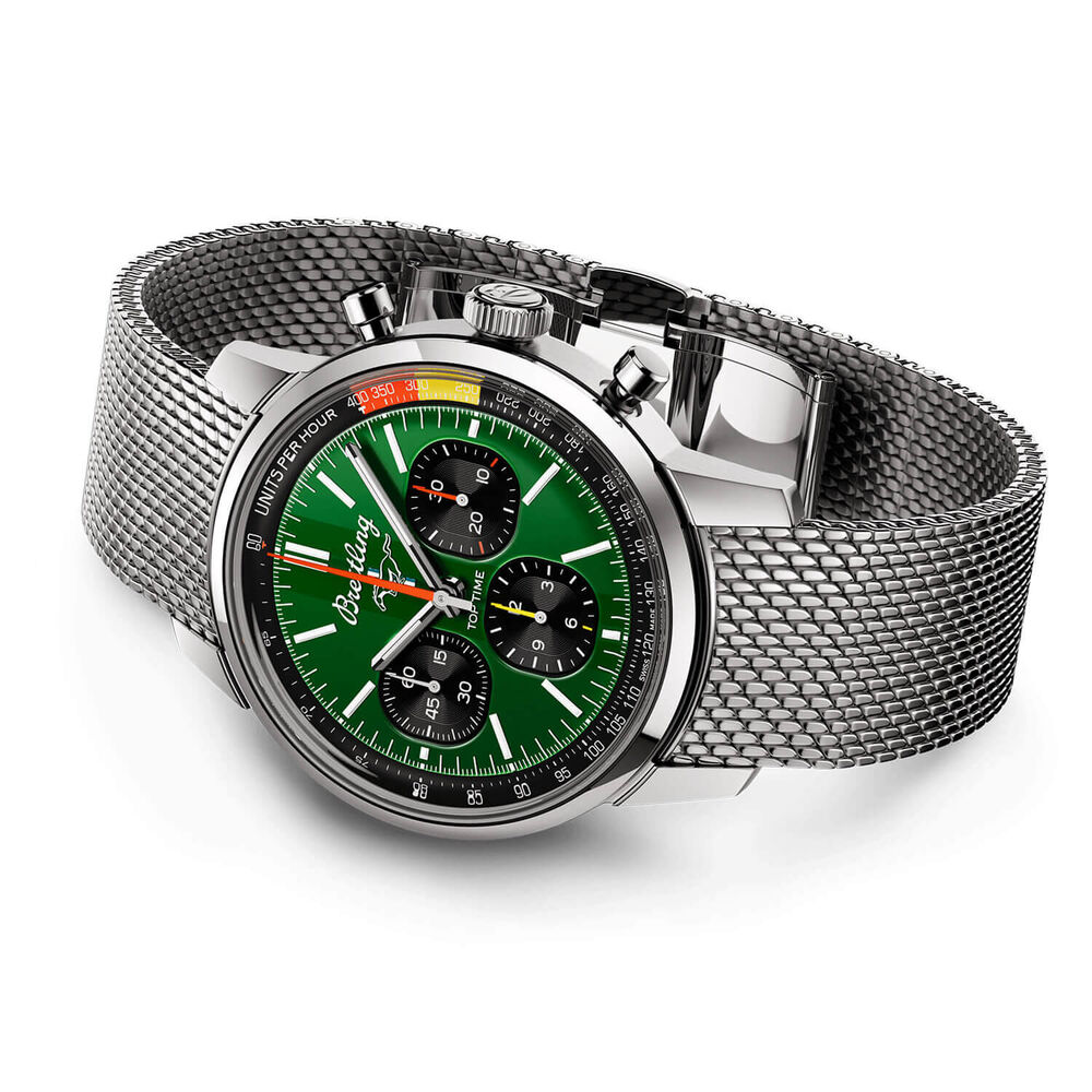 Breitling Top Time B01 41mm Chronograph Mustang Green Dial Bracelet Watch image number 2