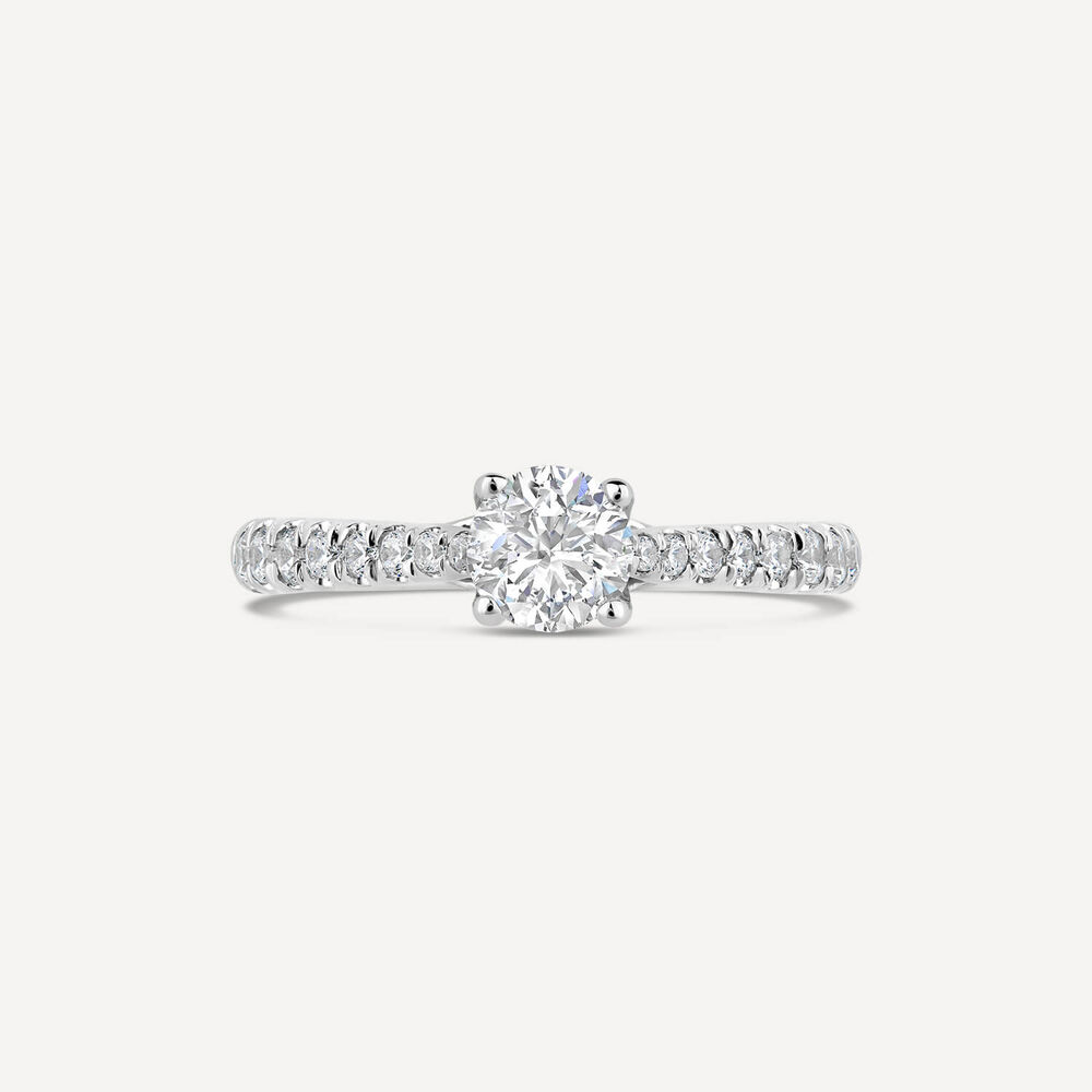 Platinum Orchid Setting Solitaire With 0.75 Carat Diamond Shoulders Ring