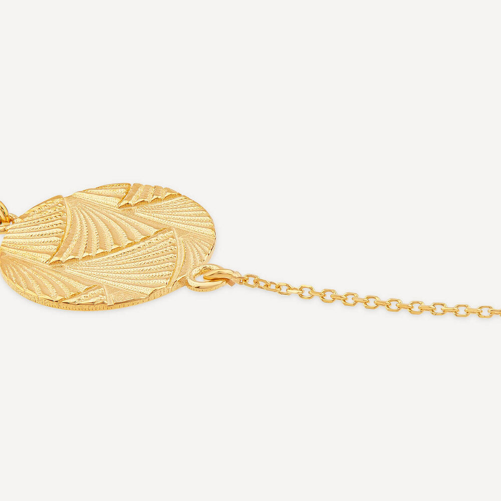 9ct Yellow Gold Textured Round Disc Bead Chain Bracelet image number 2