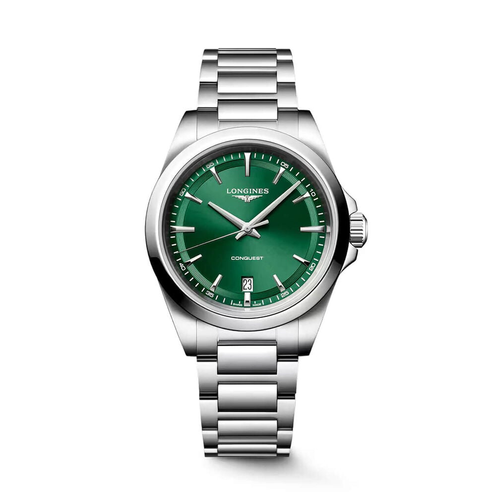 Longines Conquest 38mm Green Dial Stainless Steel Bracelet Watch