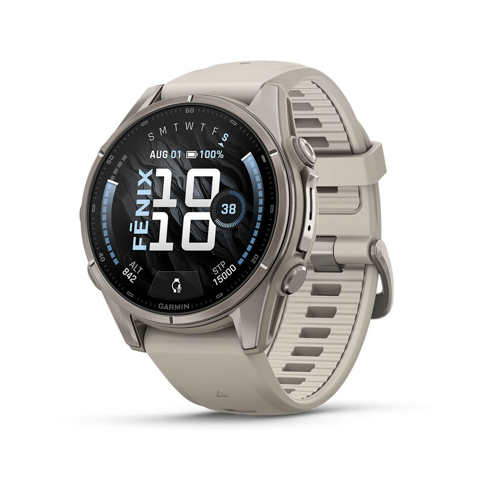 Garmin fenix 9 43mm Titanium Fog Grey Silicone Strap Watch
