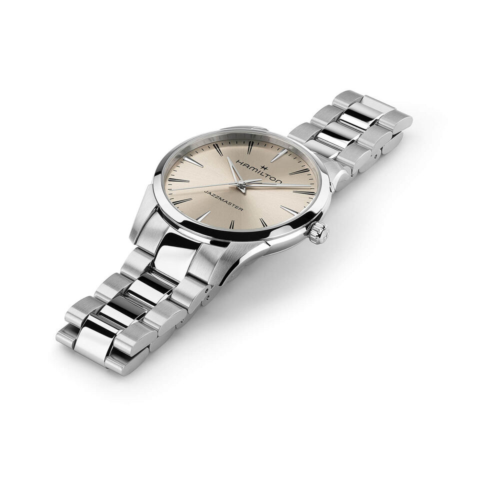 Hamilton Jazzmaster Quartz 40mm Beige Dial Steel Bracelet Watch image number 3