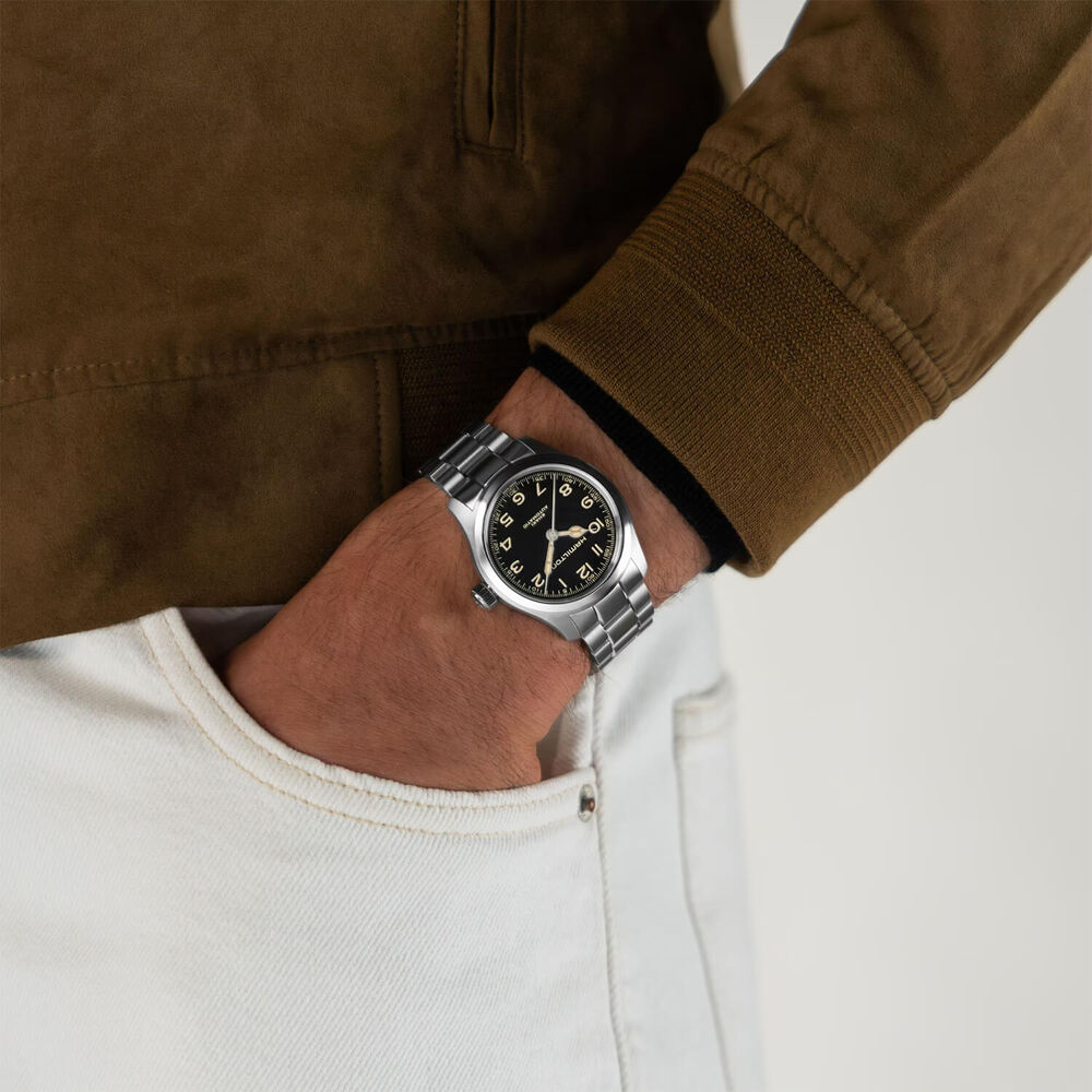 Hamilton Khaki Field Murph 38mm Black Dial Steel Case & Bracelet Watch image number 5