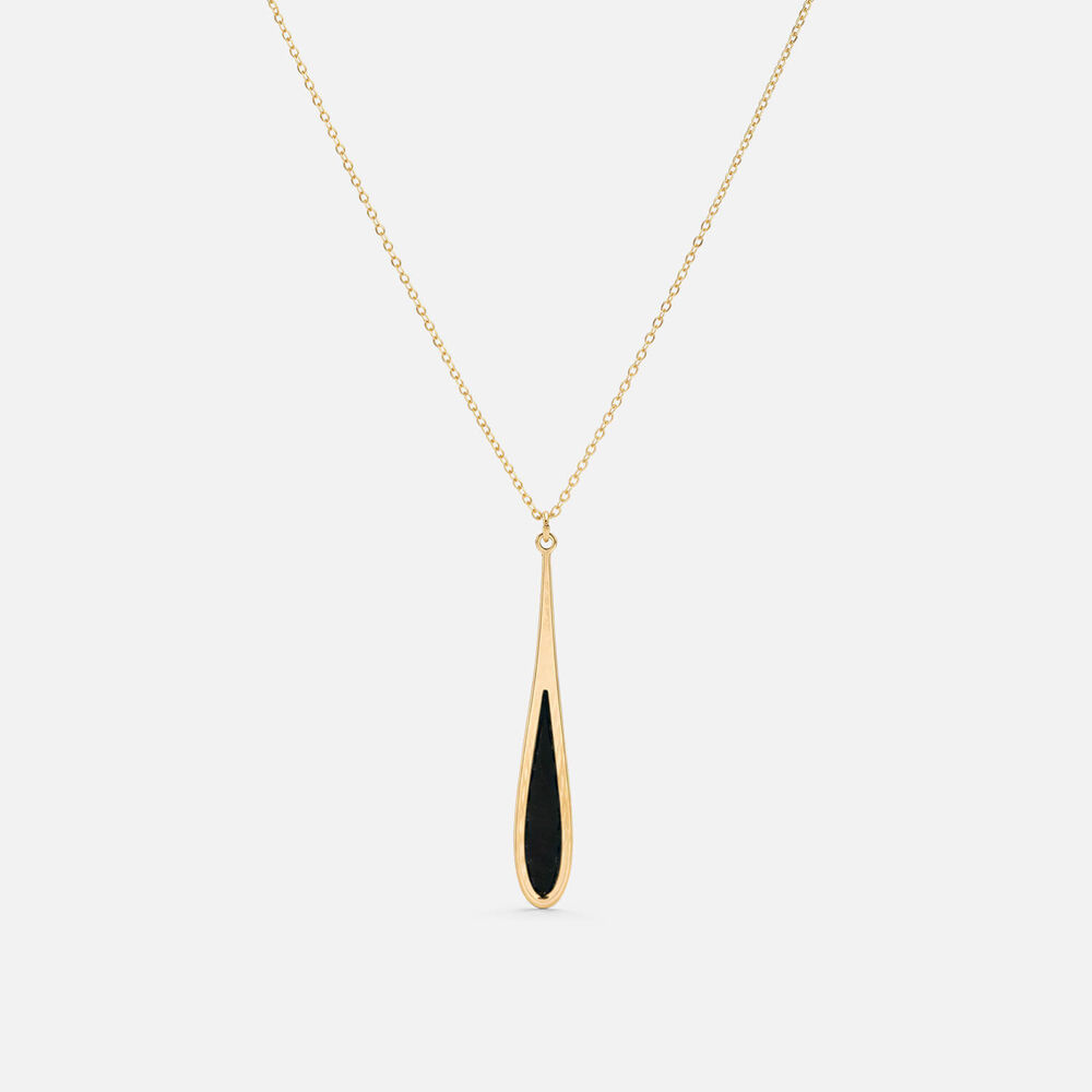 9ct Yellow Gold Black Enamel Teardrop Pendant