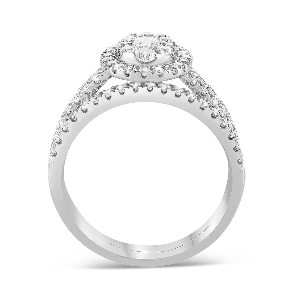 9ct White Gold 1.00ct Diamond Oval Cluster Bridal Set image number 2
