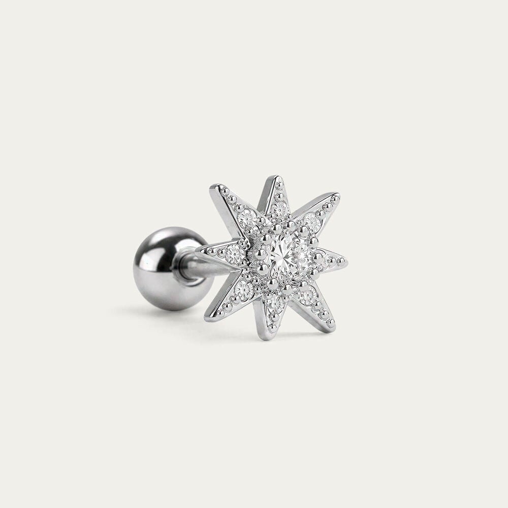 Sterling Silver Cubic Zirconia Star Single Earring