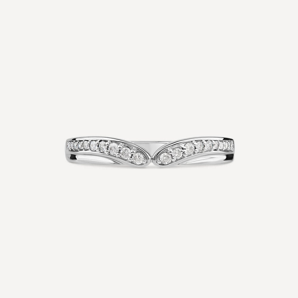 9ct White Gold 0.15ct Diamond Wishbone Dress Ring image number 1
