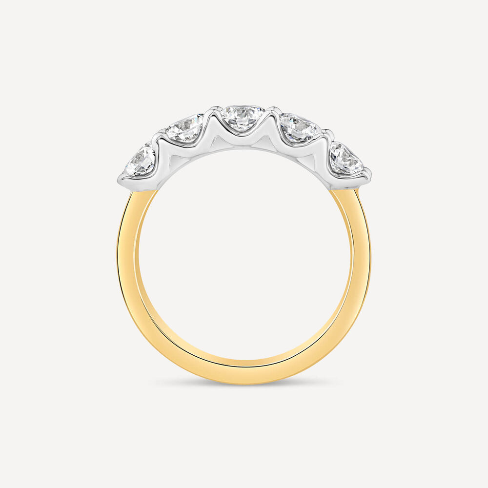 Born 18ct Yellow Gold 1.50ct Lab Grown 5 Stone Half Eternity Diamond Ring image number 2