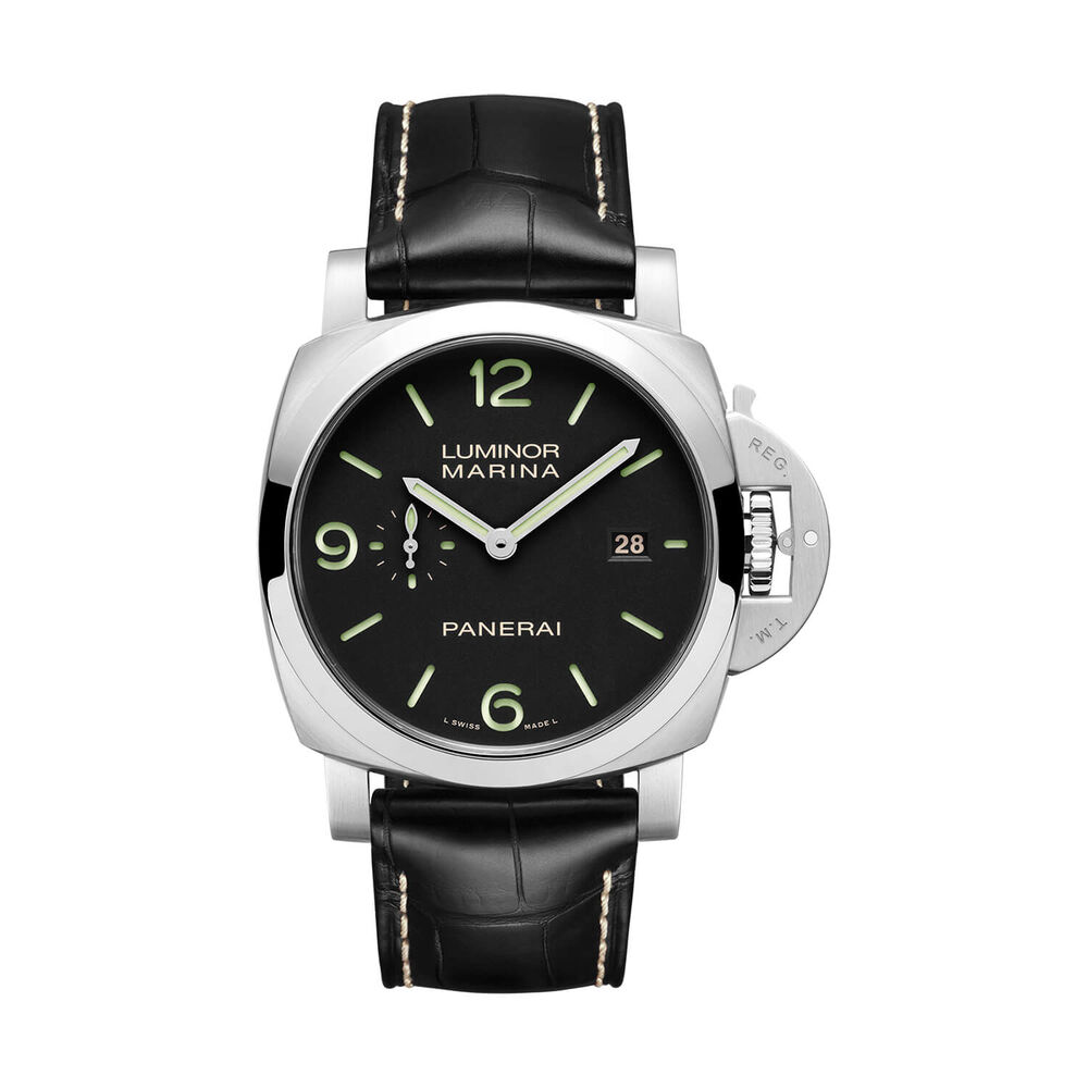 Panerai Luminor Marina 44mm Black Dial Leather Strap Watch