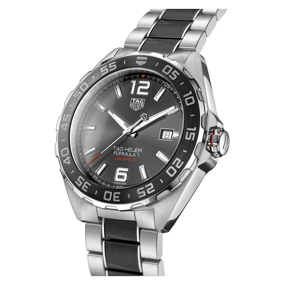 TAG Heuer Formula 1 Date 43mm Black Dial Ceramic & Stainless Steel Bracelet Watch image number 2