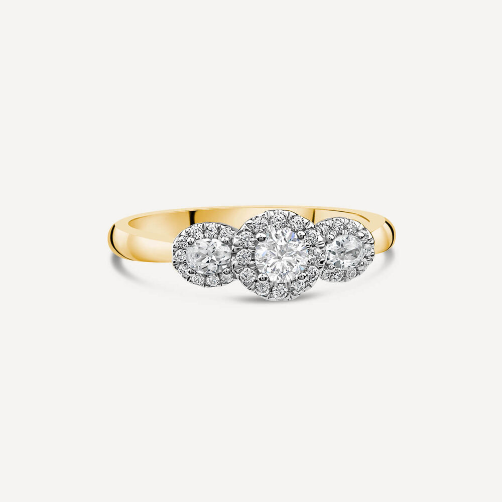 The Orchid Setting 18ct Yellow Gold 3 Stone 0.50ct Diamond Ring image number 2