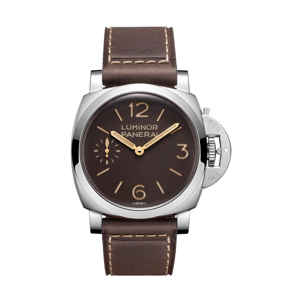 Panerai Luminor 44mm Tobacco Dial Dark Brown Leather Strap Watch