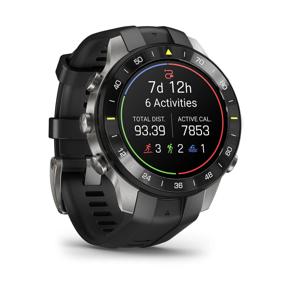 Garmin MARQ Athlete (Gen 3) 47mm Grade 5 Titanium Case Black Silicone Rubber Strap Watch