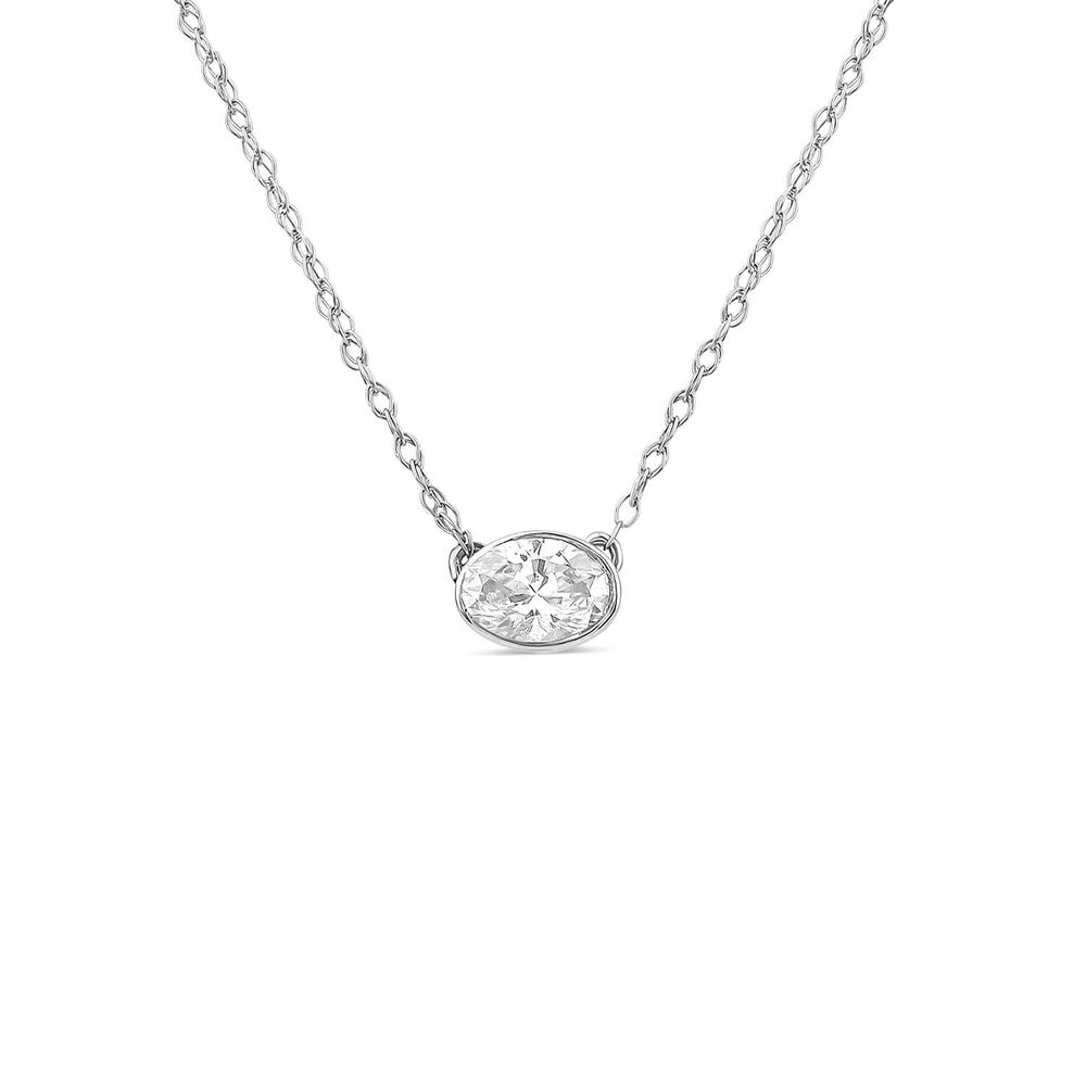 Born Kissed with Diamonds 9ct White Gold Lab Grown 0.20ct Oval Diamond Pendant image number 0