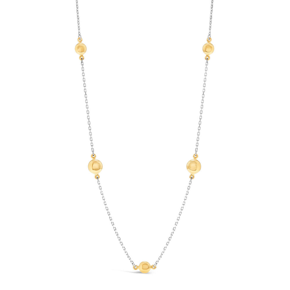 9ct Yellow & White Gold Beads and Chain Necklet