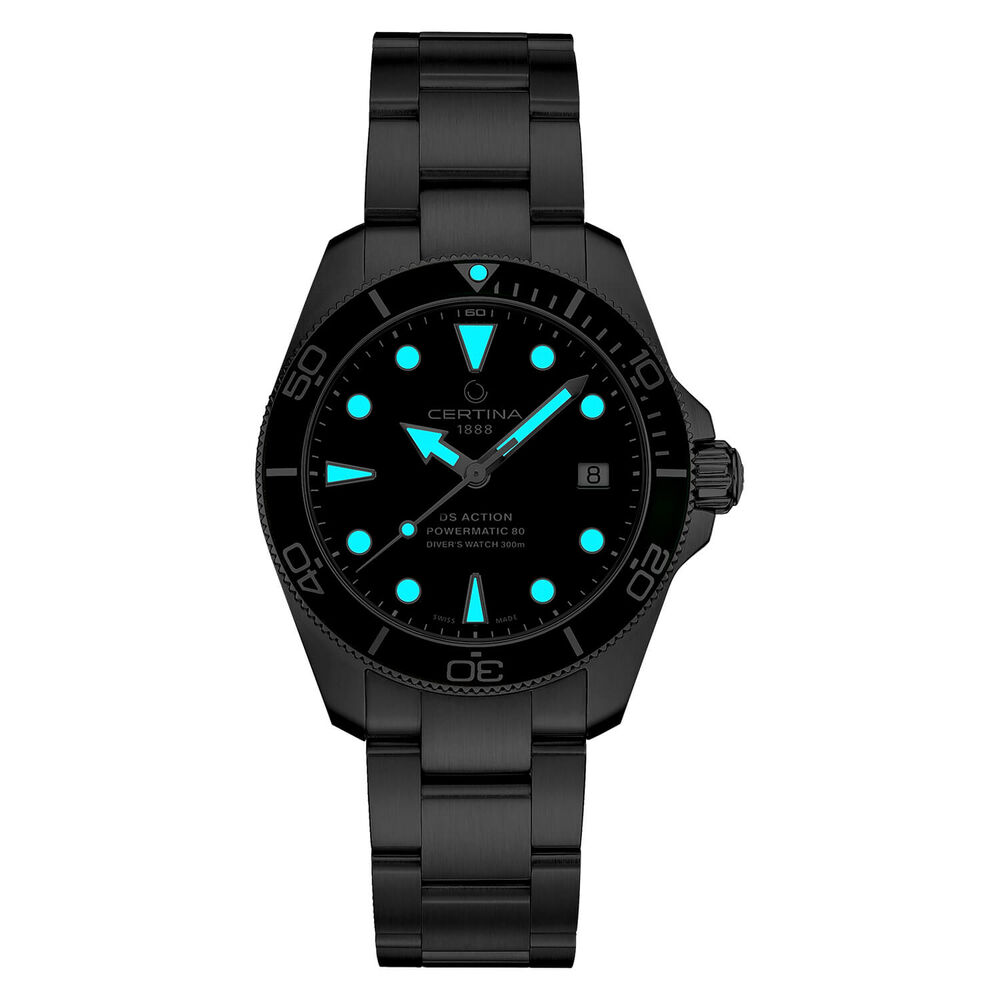 Certina DS Action Diver 38mm Green Dial Steel Case Bracelet Watch image number 1