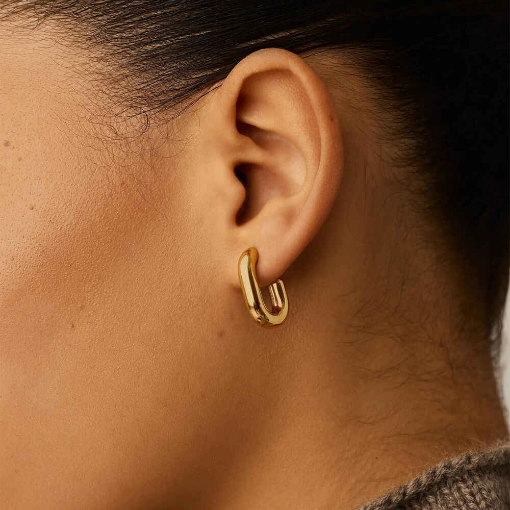 Missoma 18ct Gold Plated Steel Chubby Oval Small Hoop Earrings