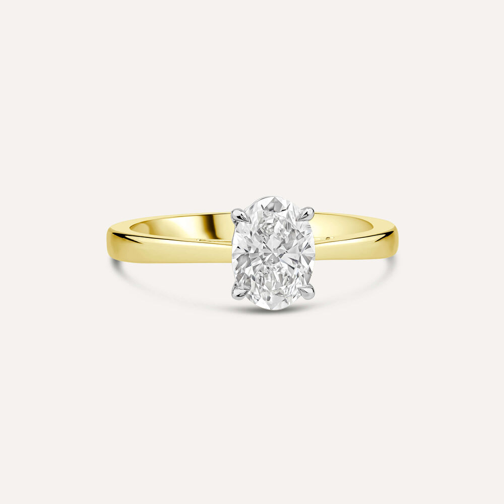 18ct Yellow Gold Lab Grown 1ct Oval Diamond Engagement Ring image number 2