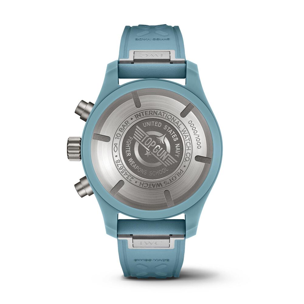 IWC Schaffhausen Pilot's Miramar Chronograph 41mm Blue Dial Ceramic Case Rubber Strap Watch image number 3