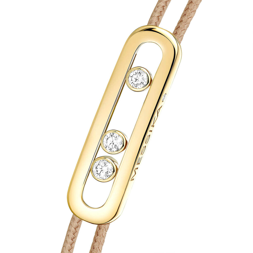 Messika Care(s) Yellow Gold 0.09ct Diamond Beige Cord Bracelet image number 2