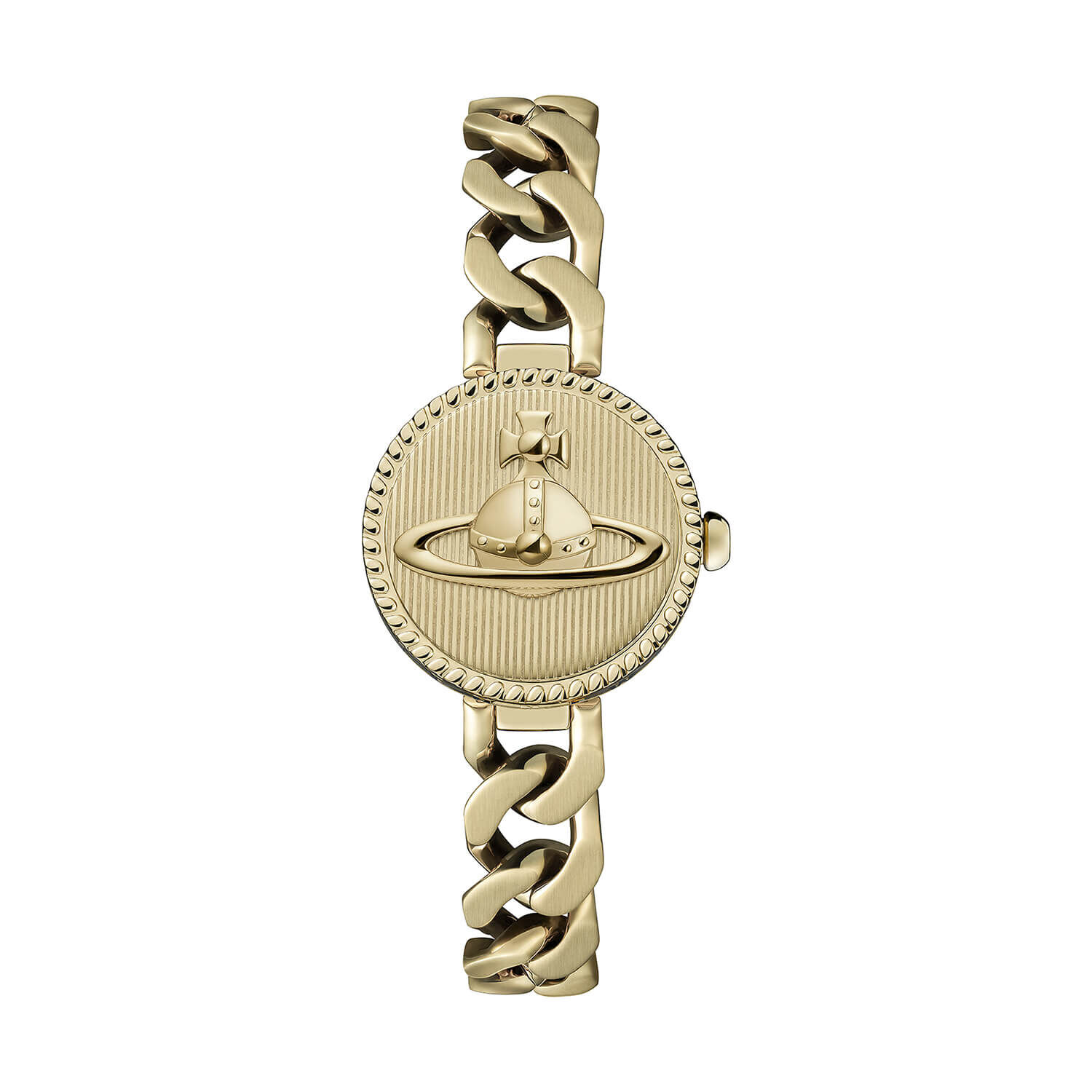 VW Orb Button 25.4mm Gold Dial Link Chain Bracelet Watch