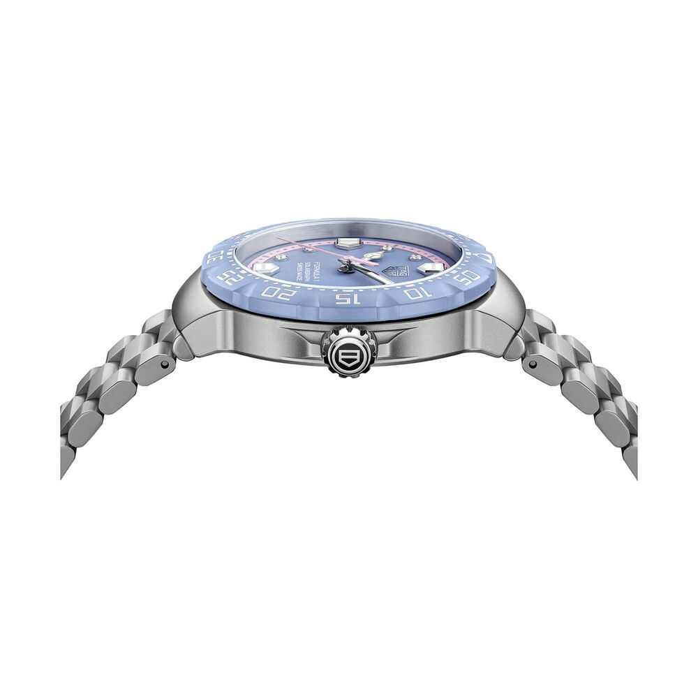 TAG Heuer Formula 1 Solargraph Blue Dial Diamond Dots Steel Bracelet Watch