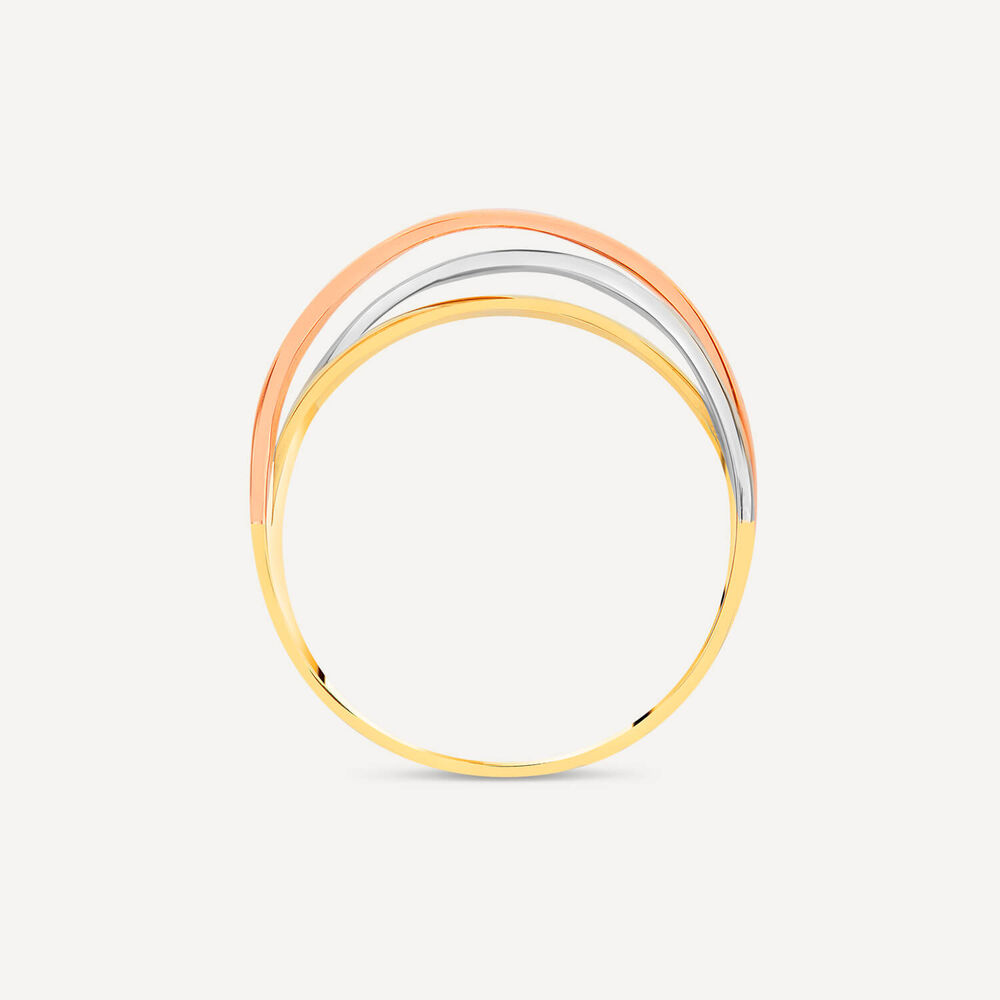 9ct Tri-Colour Crossover Plain Dress Ring image number 3