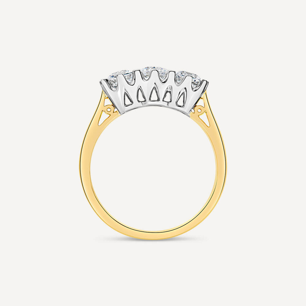 18ct Yellow Gold 1ct 3 Stone Diamond Ring image number 3