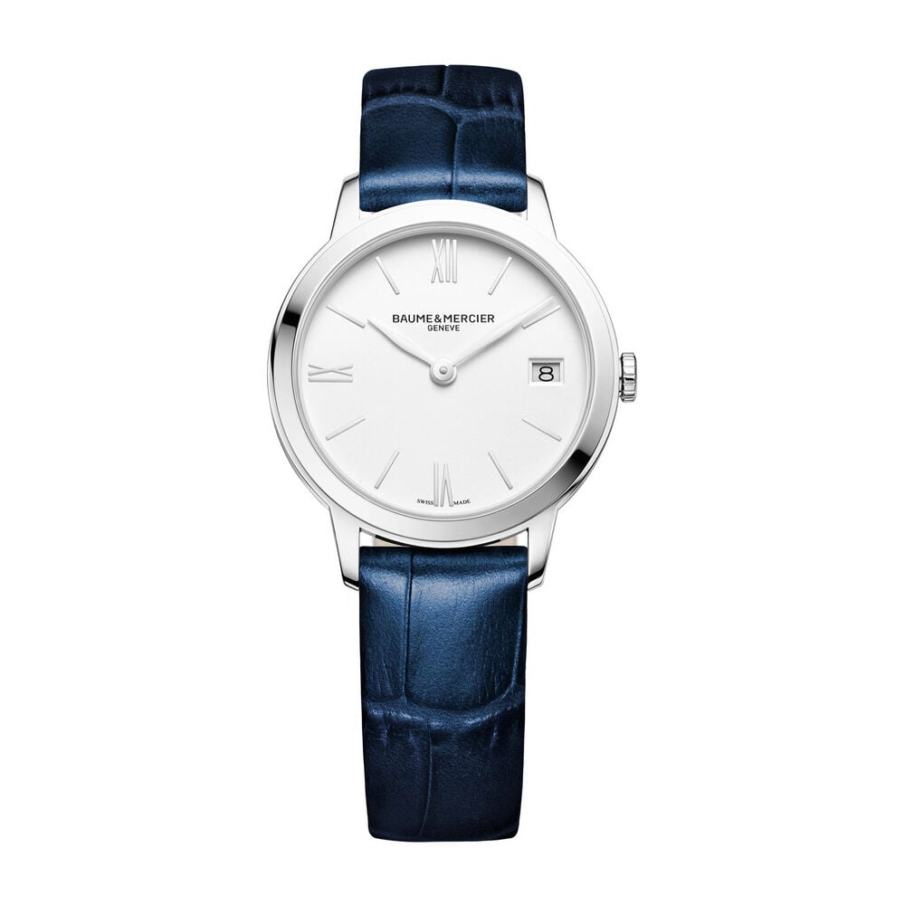 Pre-Owned Baume & Mercier Classima 31mm White Dial Blue Leather Strap Watch