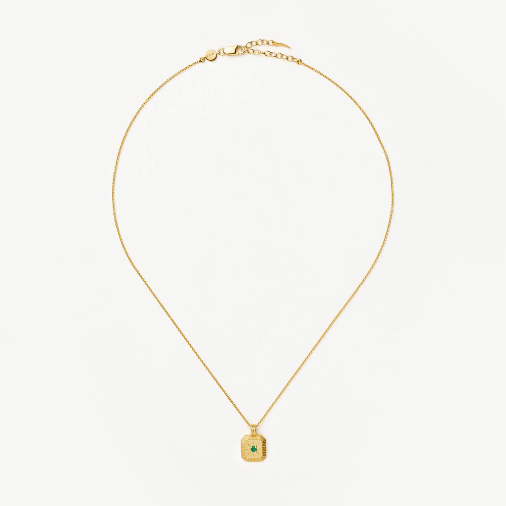 Missoma 18ct Gold Vermeil Sterling Silver Green Onyx May Birthstone Pendant Necklace