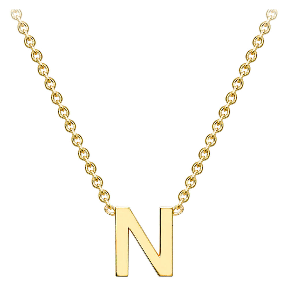 9 Carat Yellow Gold Petite Initial N Necklet (Special Order) image number 1