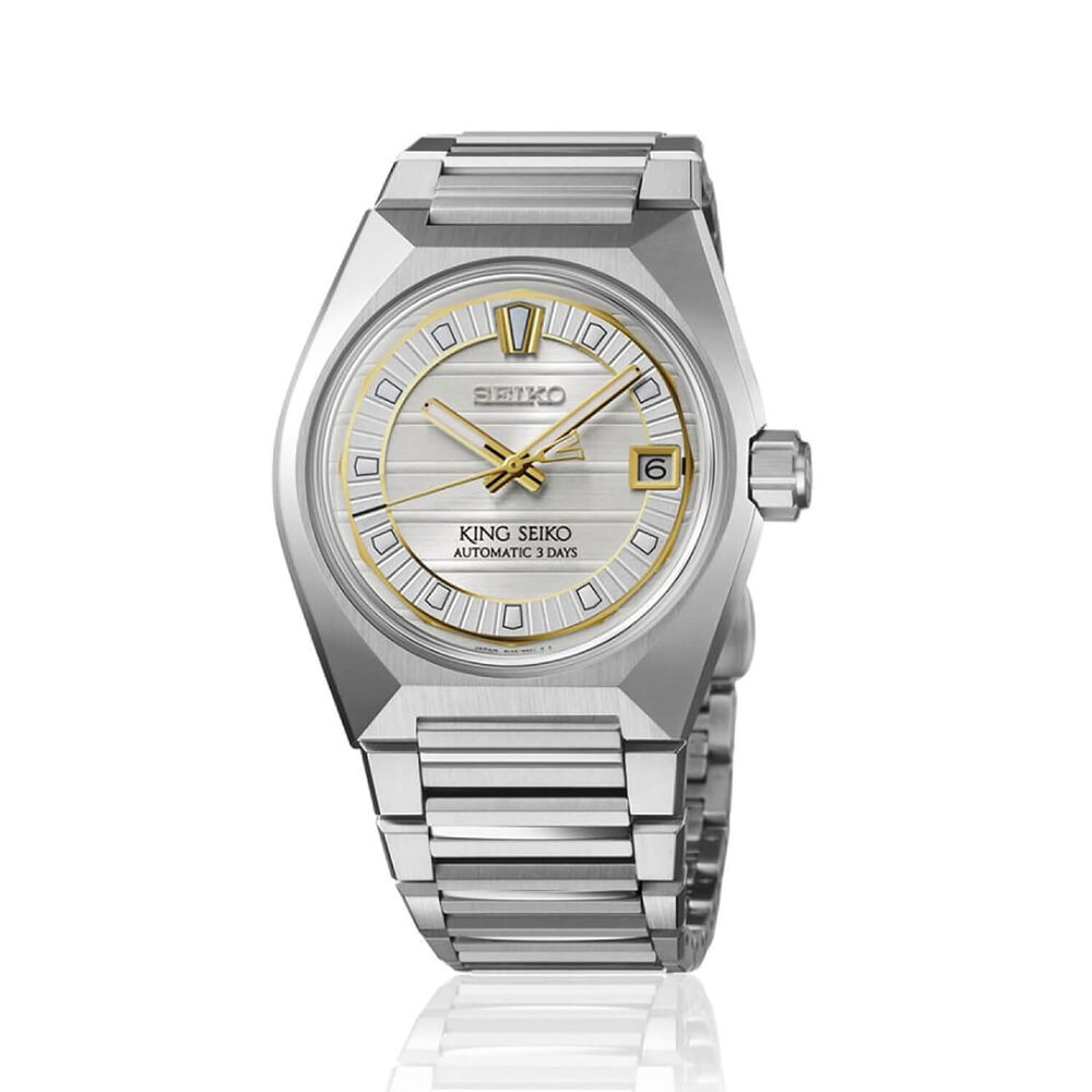 Seiko King Seiko VANAC 'Tokyo Sunrise' 41mm Silver Dial Steel Bracelet Watch image number 9