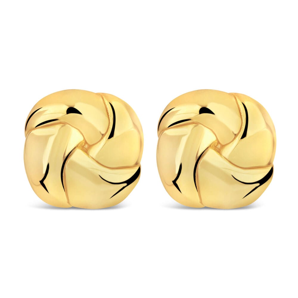 Yellow Gold Plated Sterling Silver Chunky Knot Stud Earrings image number 0