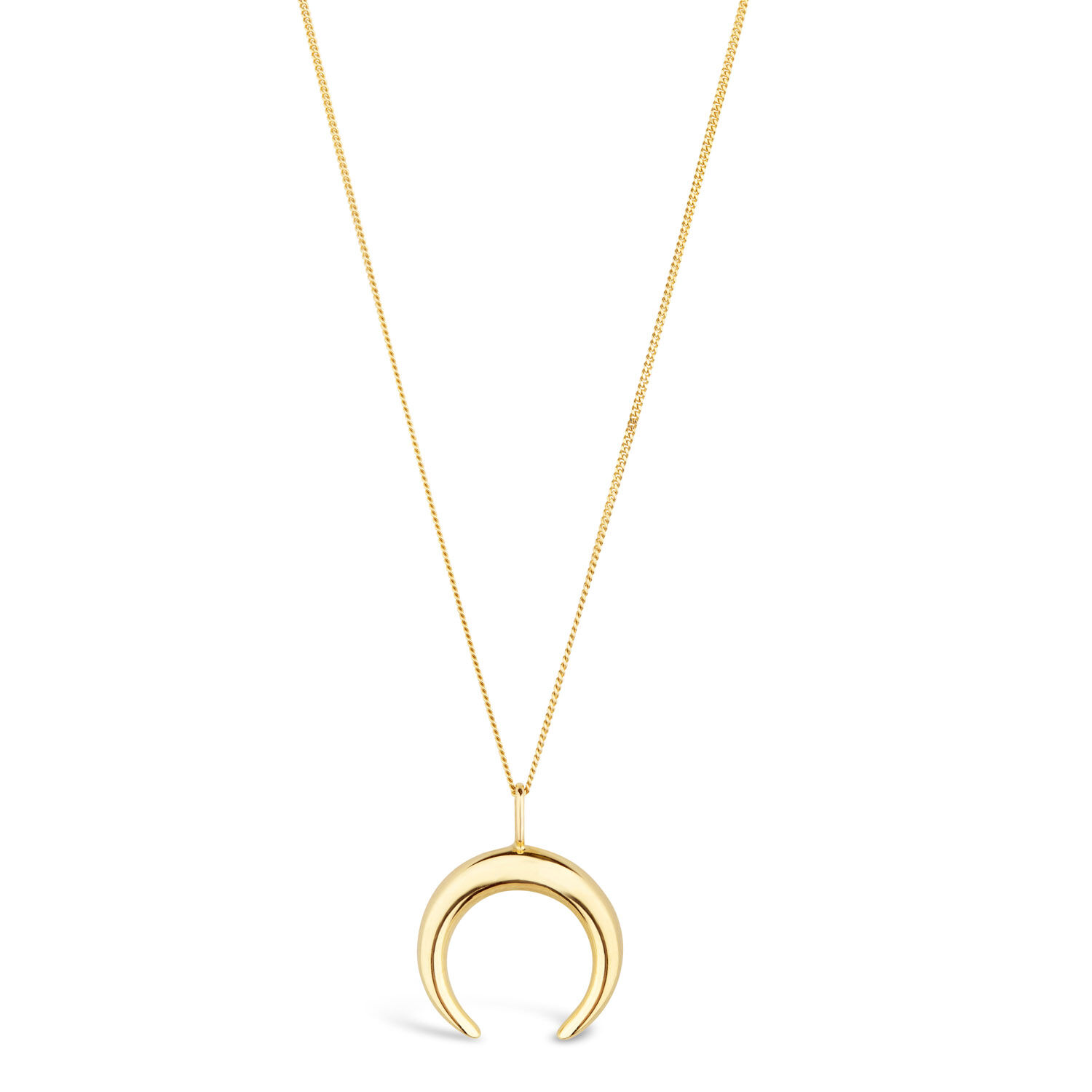 9ct Yellow Gold Crescent Pendant Chain Included