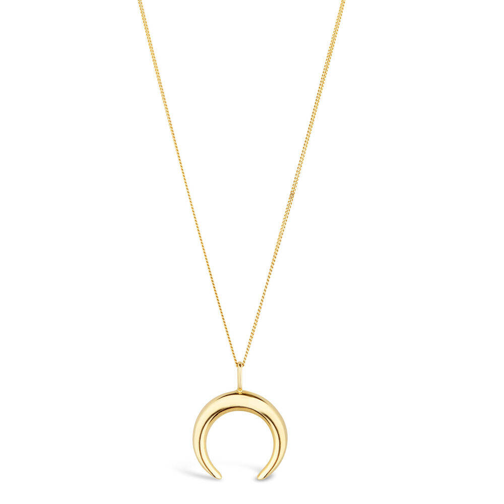 9ct Yellow Gold Crescent Pendant (Chain Included)