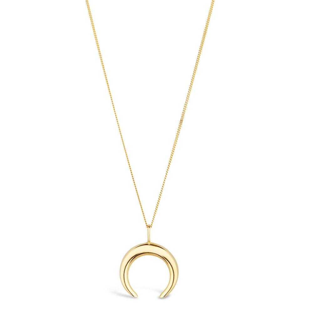 9ct Yellow Gold Crescent Pendant (Chain Included) image number 0