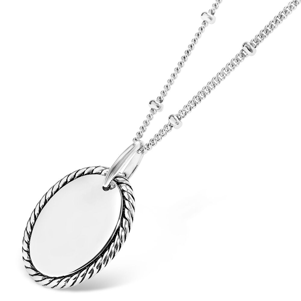 Silver Oval Woven Edge Disc Pendant image number 1