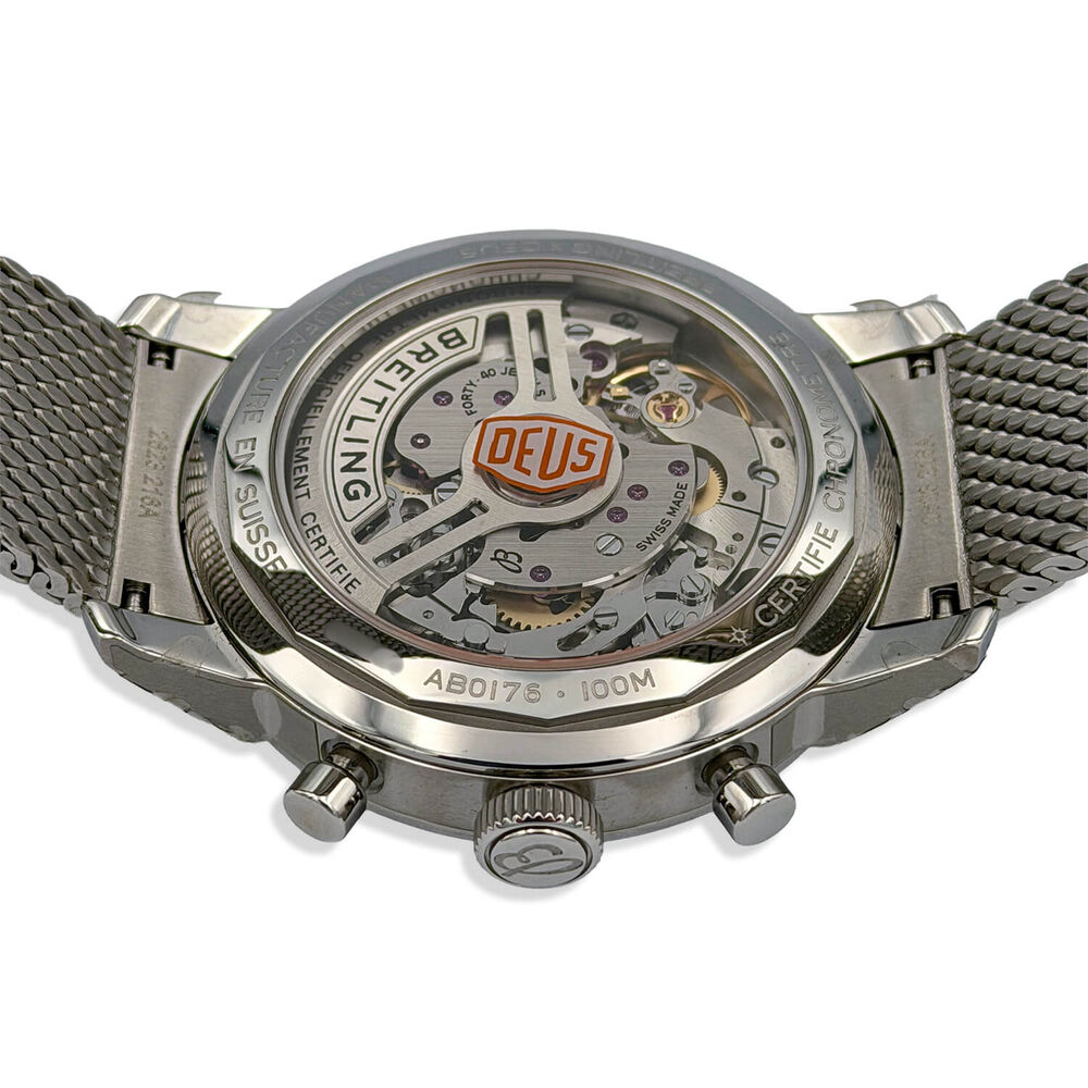 Pre-Owned Breitling Top Time B01 Deus 41mm Black & White Dial Steel Bracelet Watch image number 3