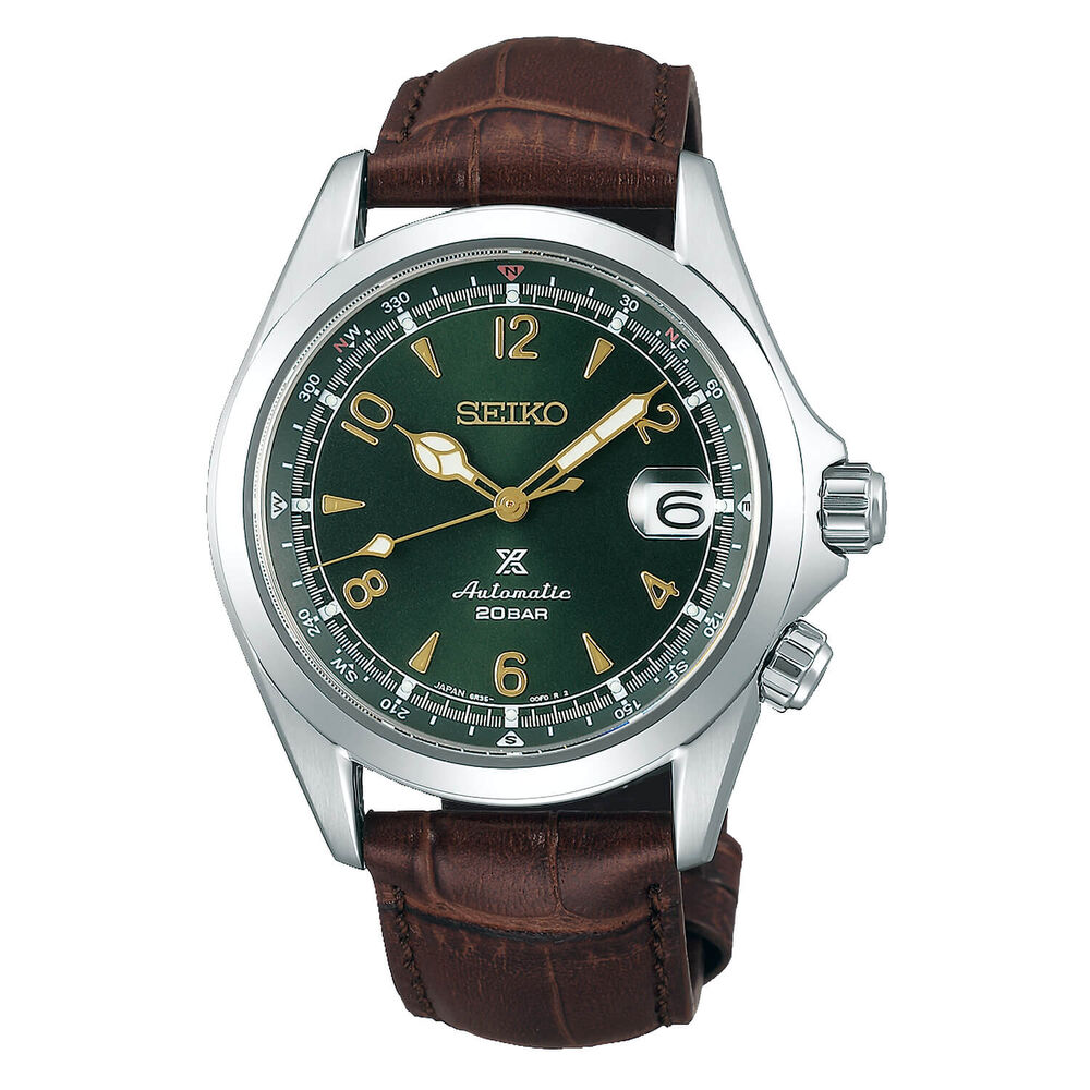 Seiko Prospex "Alpinist" 39.5mm Green Dial Brown Strap Watch