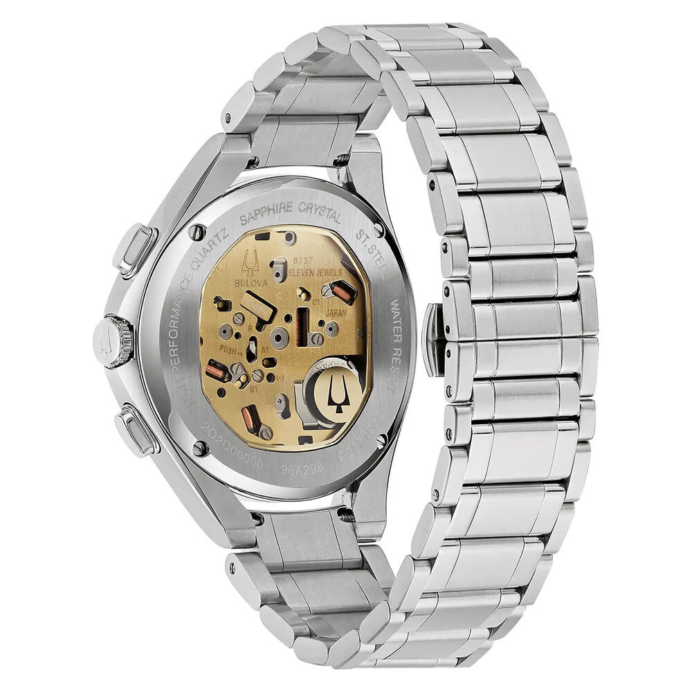 Bulova Curv 44mm Grey Chronograph Dial Steel Bracelet Watch image number 2