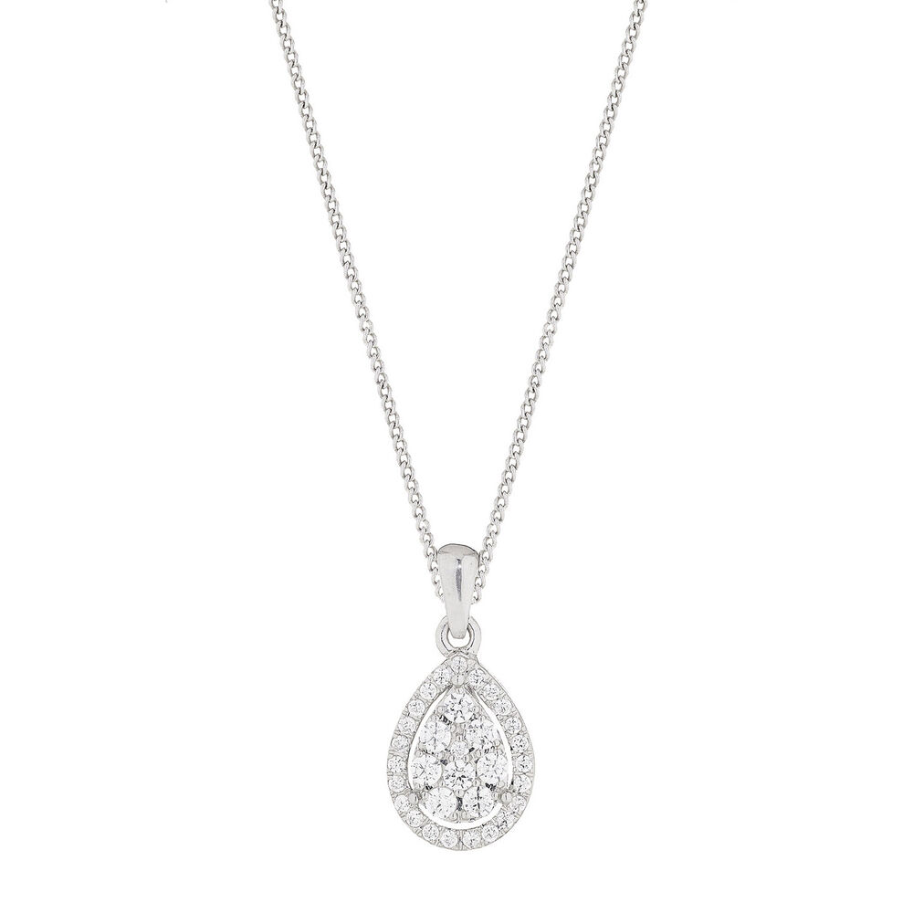 9ct White Gold 0.20ct Diamond Pear Cluster Pendant image number 0