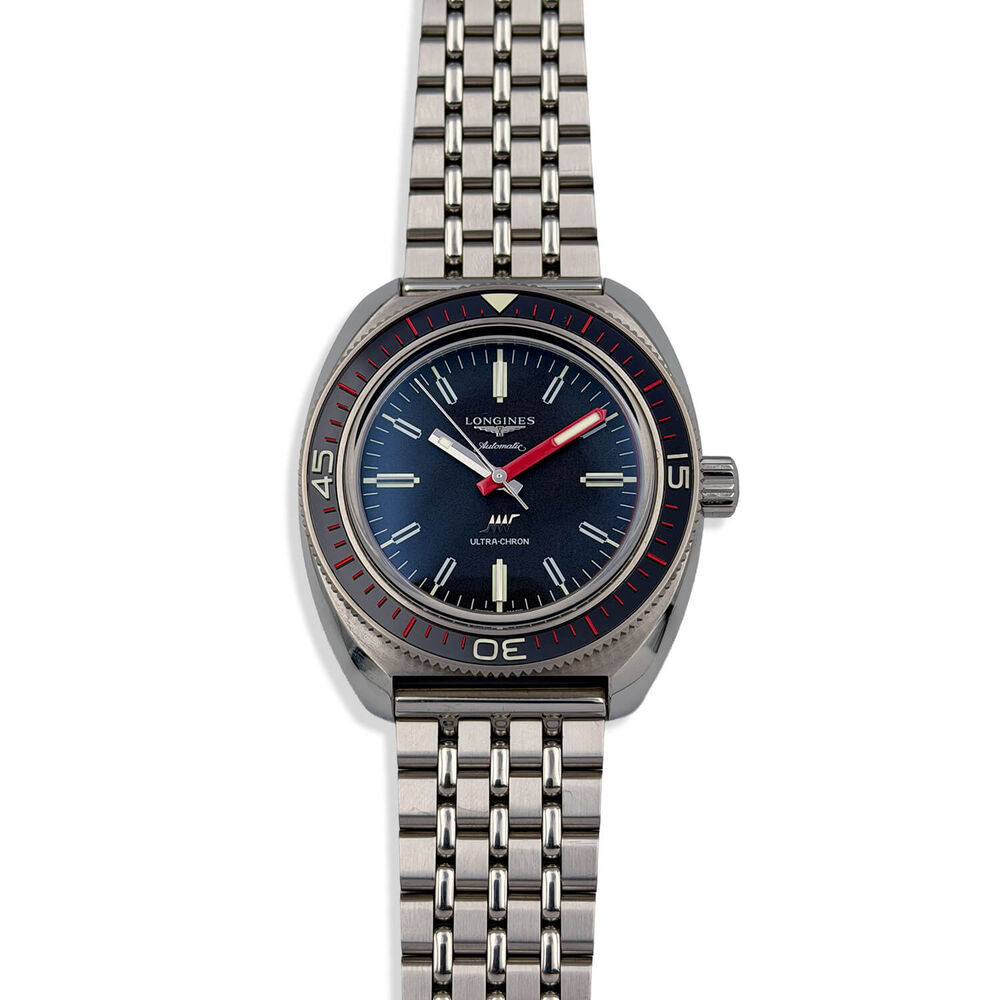 Pre-Owned Longines Heritage Ultra-Chron 43mm Black Dial Steel Bracelet Watch image number 0