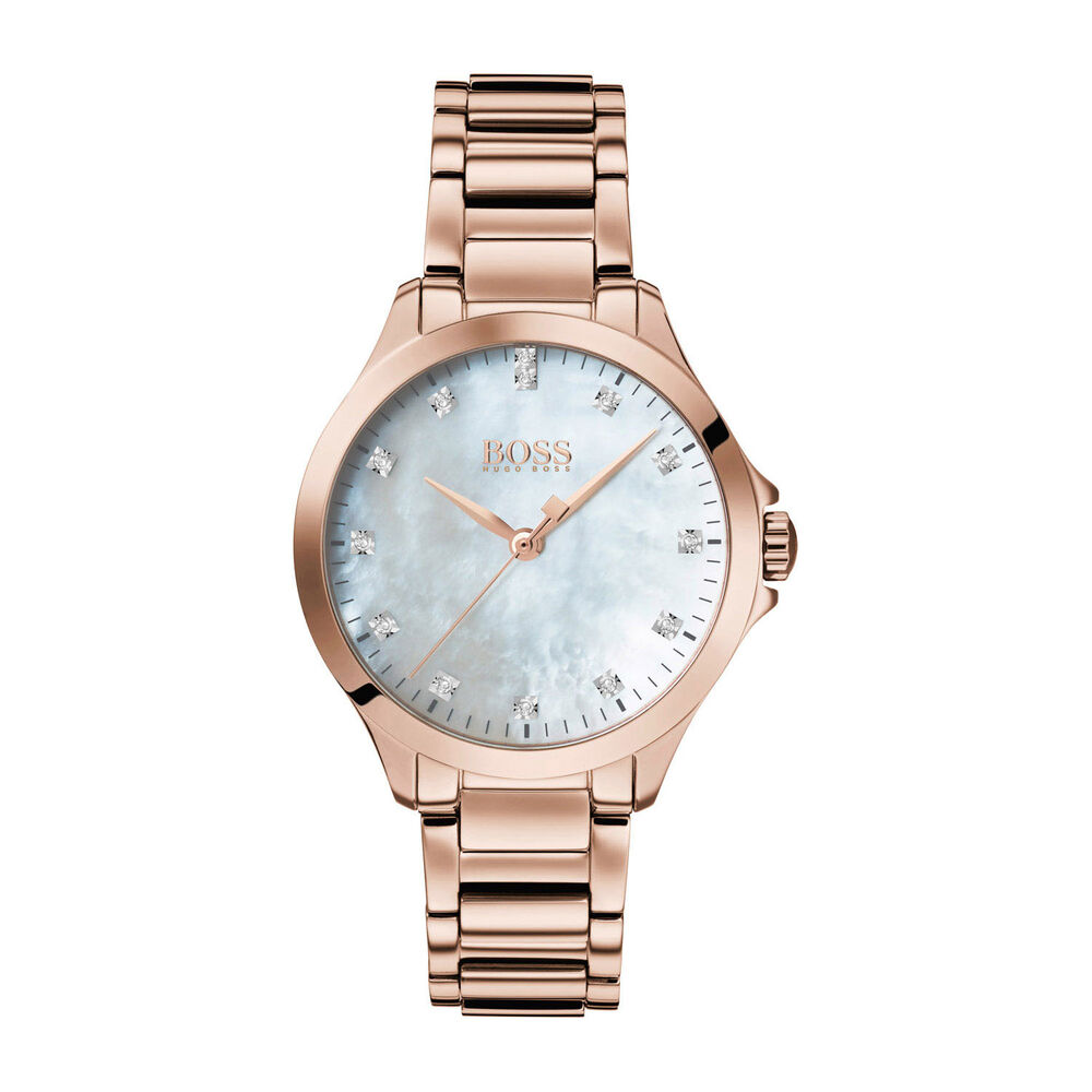 Hugo Boss Diamonds For Her White Dial & Rose Gold-Plated Ladies' Watch