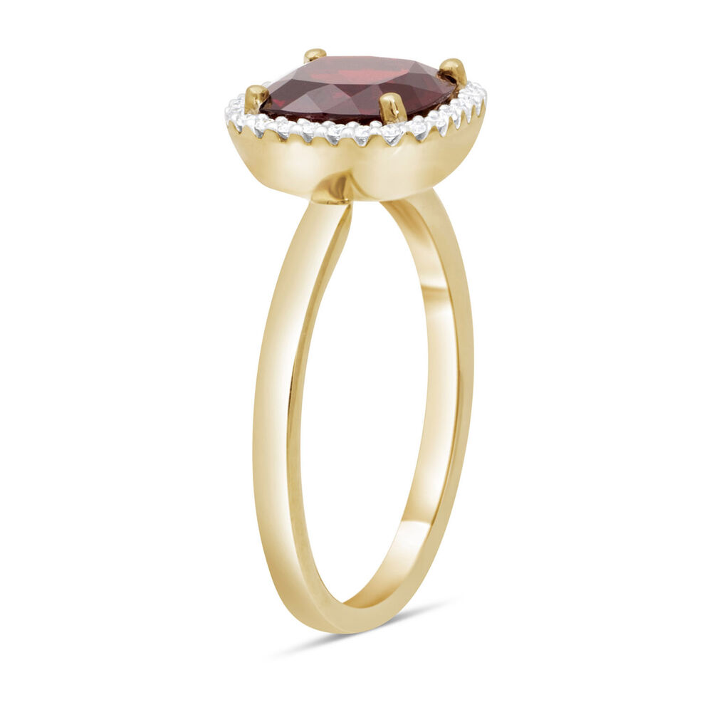 9ct gold cushion cut garnet and diamond ring image number 3