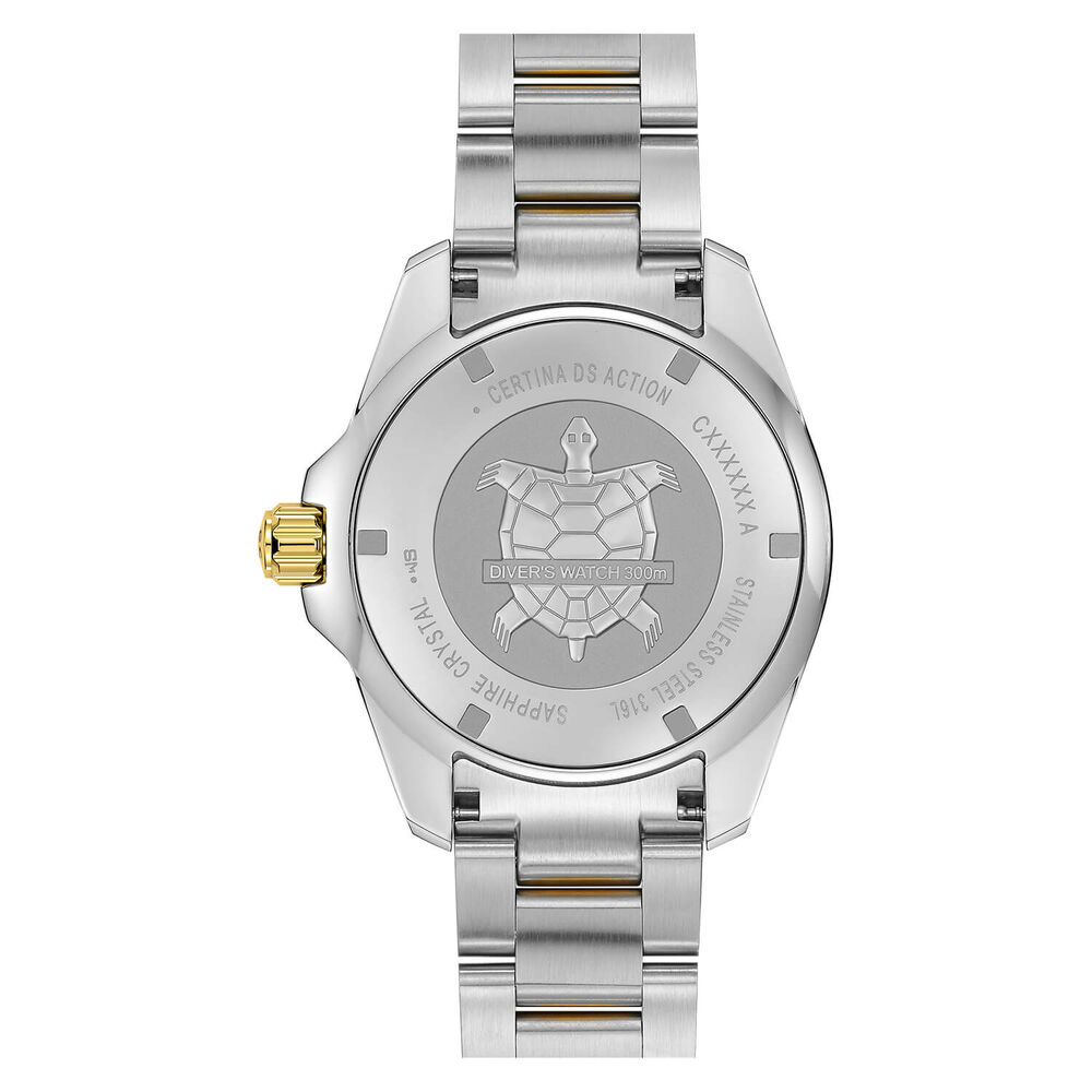 Certina DS Action Diver 43mm Blue Dial Yellow Gold PVD & Steel Case Bracelet Watch image number 2
