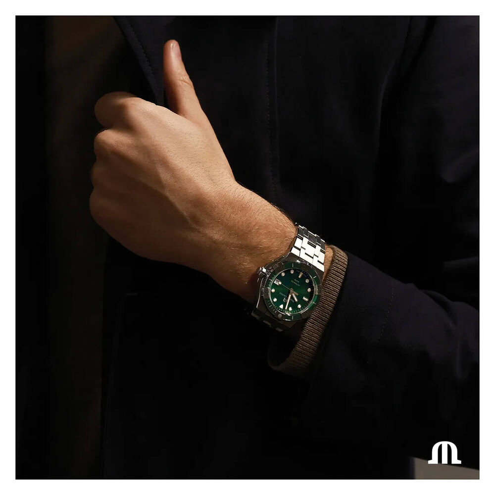 Maurice Lacroix Aikon Venturer 38 Automatic Green Dial Steel Case Bracelet Watch image number 1
