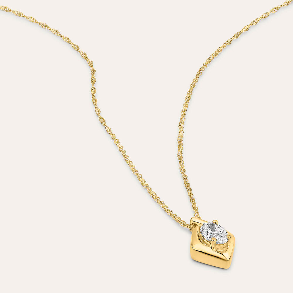 Born Kissed with Diamonds 9ct Yellow Gold Lab Grown 0.20ct Oval Diamond Split Shaped Pendant