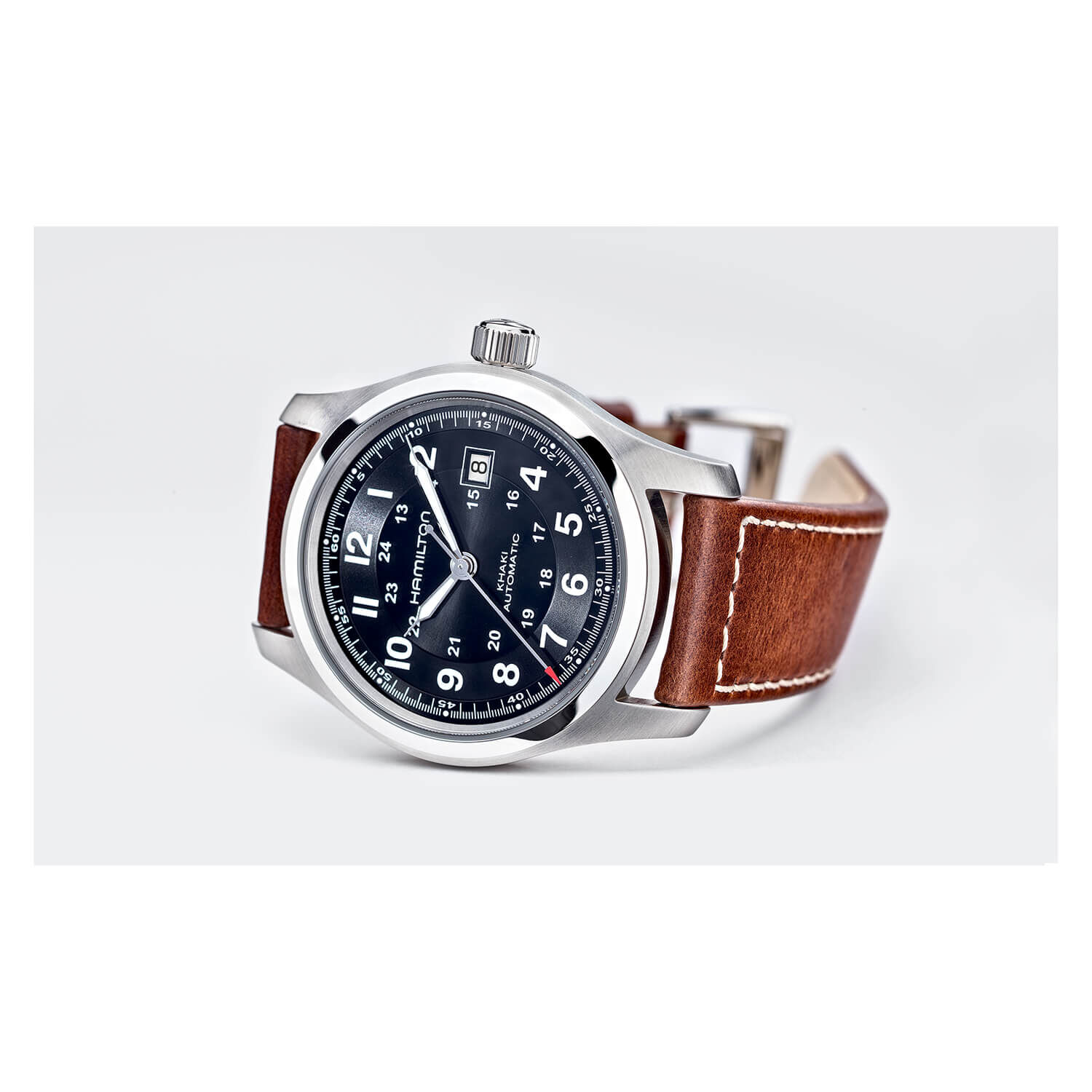 Hamilton khaki field automatic black dial men's watch online h70555533