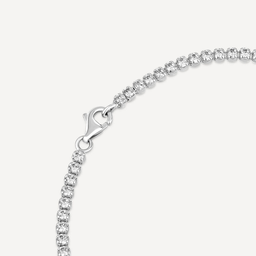 Silver Cubic Zirconia Claw Set Tennis Bracelet image number 4